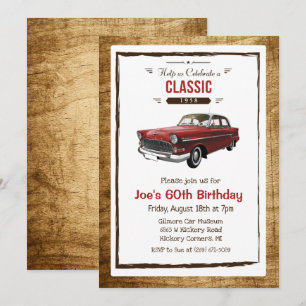 Invitation d'anniversaire vintage de voiture class