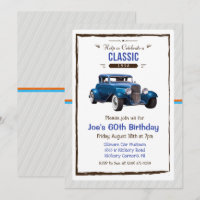 Invitation d'anniversaire vintage de voiture class