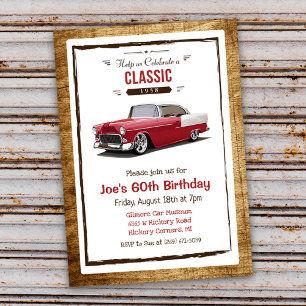 Invitation d'anniversaire vintage de voiture class