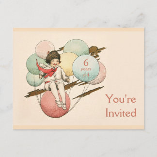 Invitation d'anniversaire vintage fille sur des ba