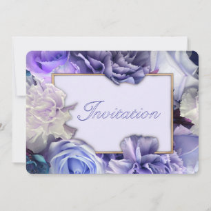 Invitation d'anniversaire Violet Blue Rose