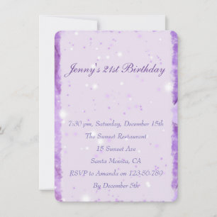 invitation d'anniversaire violet pétillant