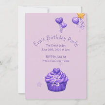 Invitation d'anniversaire violet pour filles