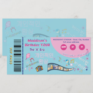 Invitation d'anniversaire vip billet Kdrama K-pop 