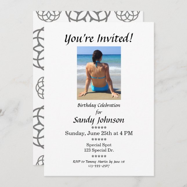 Invitation d'anniversaire Vous êtes invité Personn (Devant / Derrière)