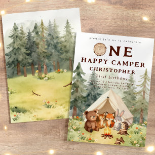 Invitation d'anniversaire Watercolor Happy Camper