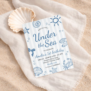 Invitation d'anniversaire Watercolor Ocean Friends