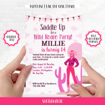 Invitation d'anniversaire Western Coquette Cowgirl