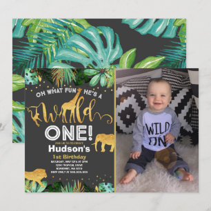 Invitation d'anniversaire Wild One Fête d'animaux 