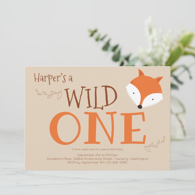 Invitation d'anniversaire Wild One Fox (Debout devant)