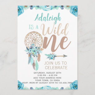Invitation d'anniversaire Wild One Girl, Dreamcatc
