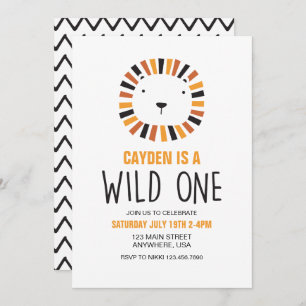Invitation d'anniversaire Wild One Lion