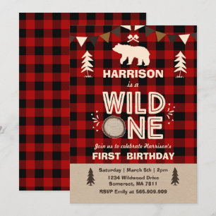 Invitation d'anniversaire Wild One Lumberjack Wild