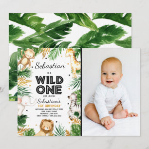 Invitation d'anniversaire Wild One Safari Animaux 