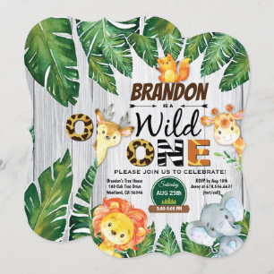 Invitation d'anniversaire Wild One. Safari dans la