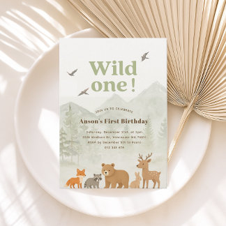 Invitation d'anniversaire Wild One Woodland