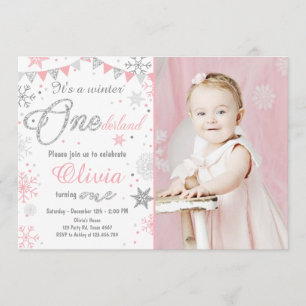 Invitation d'anniversaire Winter Onederland Argent