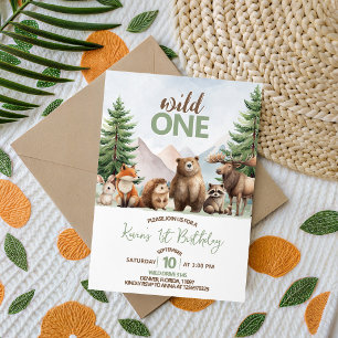 Invitation d'anniversaire Woodland Wild One garçon