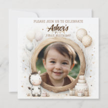 Invitation d'anniversaire Zebra Cadre photo
