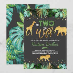Invitation Dans deux les animaux sauvages de jungle