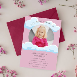 Invitation dans la mémoire amoureuse nuages rose enfant funér