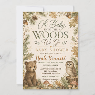 Invitation Dans les Bois Fête Prénatale en Forêt