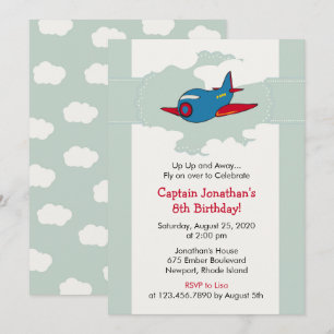 Invitation Dans les nuages Avion fête d'anniversaire