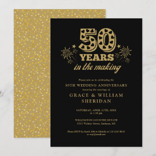 Invitation Dans l'or Black 50e anniversaire de Mariage