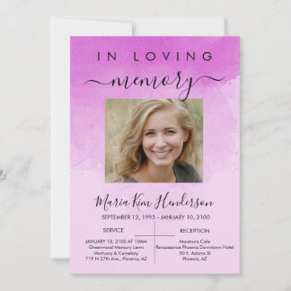 Invitation Dans Love Mémoire Funeral Memorial Pink Photo