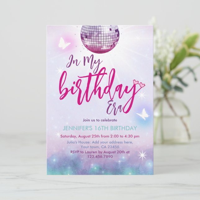 Invitation Dans Mon Anniversaire Purple & Blue Music Annivers (Debout devant)
