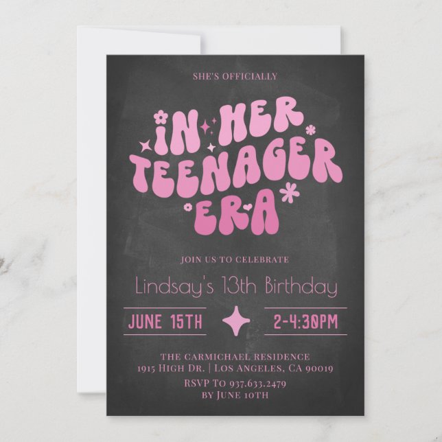 Invitation Dans son âge adolescent, anniversaire Super (Devant)