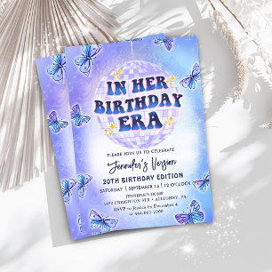 Invitation Dans son âge d'anniversaire papillon pourpre Anniv