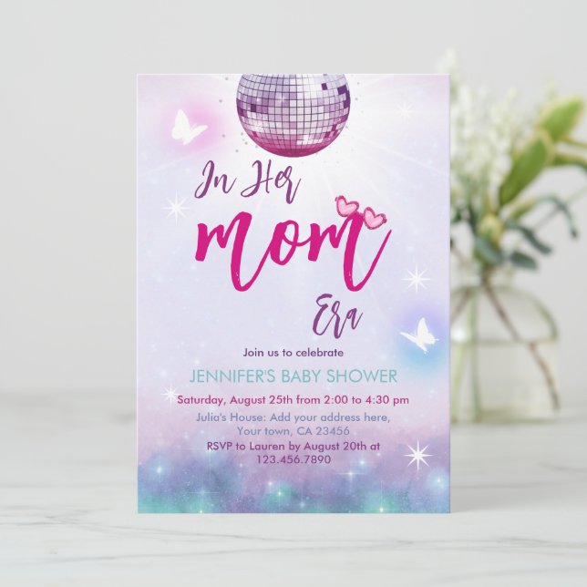 Invitation Dans son Baby shower de musique Era Purple (Debout devant)