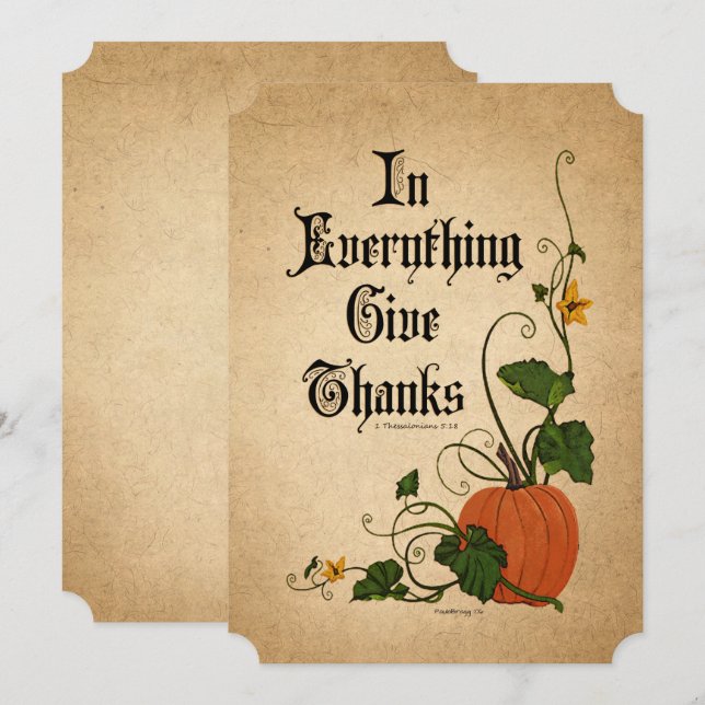 Invitation "Dans tout ce qui donne merci" Thanksgiving Citrou (Devant / Derrière)