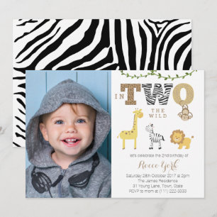 Invitation dans TWO sauvage 2e anniversaire Safari Party pour