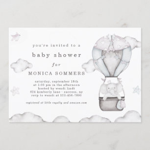 Invitation Dans un Baby shower nuageux (gris)