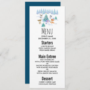 Invitation Danse Animaux de forêt Noël Aquarelle