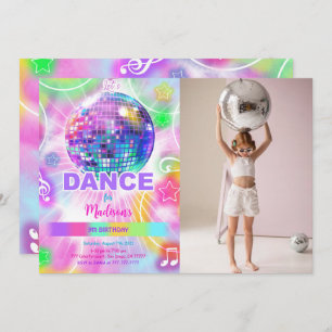 Invitation Danse Anniversaire Fête Neon Glow Photo