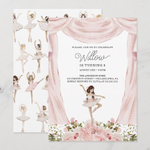Invitation Danse Ballerina Fille fête d'anniversaire