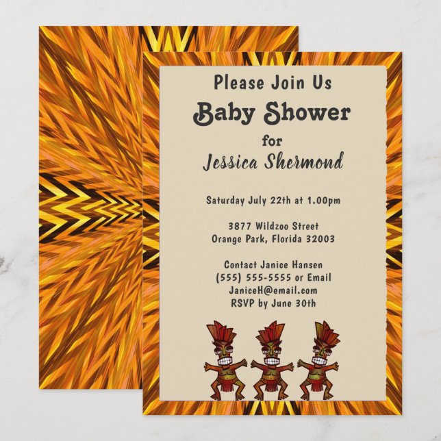 Invitation Danse de la fécondité tribale Baby shower Abstrait (Devant / Derrière)