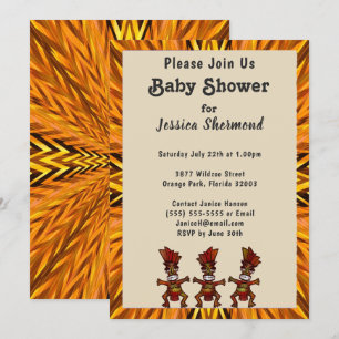 Invitation Danse de la fécondité tribale Baby shower Abstrait