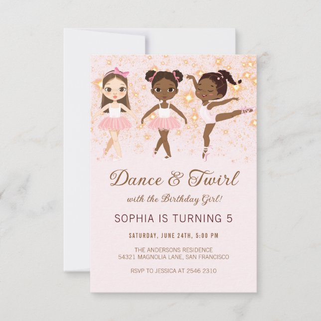Invitation Danse et ballet Twirl Anniversaire (Devant)