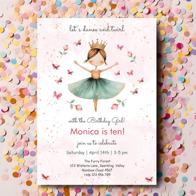 Invitation Danse et tournoi mignon ballerine ballet enfant an (Créateur téléchargé)
