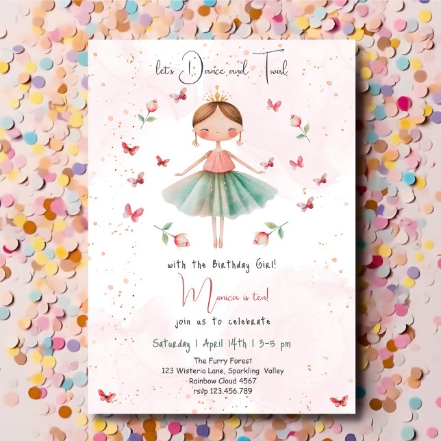 Invitation Danse et tournoi mignon ballerine ballet enfant an (Créateur téléchargé)