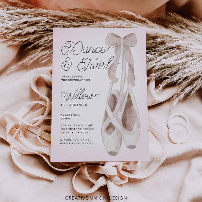 Invitation Danse et Twirl Ballerina fête d'anniversaire (Créateur téléchargé)
