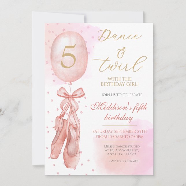 Invitation Danse et Twirl Rose fille Ballet Chaussures Annive (Devant)