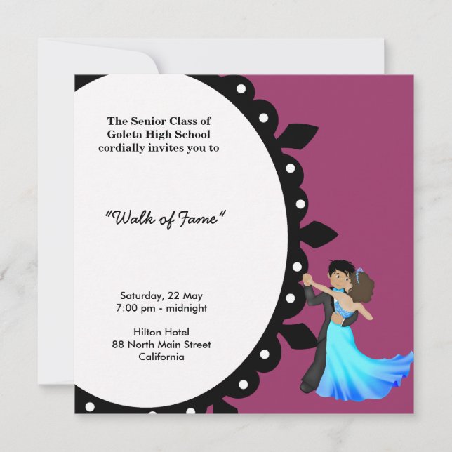 Invitation Danse nocturne du Prom (Devant)