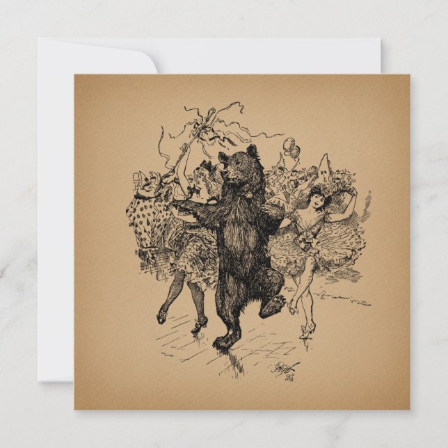 Invitation Danse Ours Cirque Vintage Art (Devant)