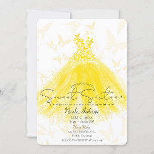 Invitation Danse Papillon Robe Jaune Fête Sweet 16