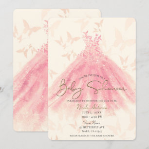 Invitation Danse Papillon Robe Pailletée Fête de Naissance Bé